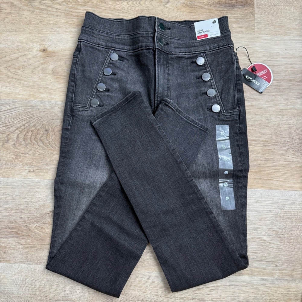 Express Black Super High Rise Legging Jeans Womens 4R Tailored Chic